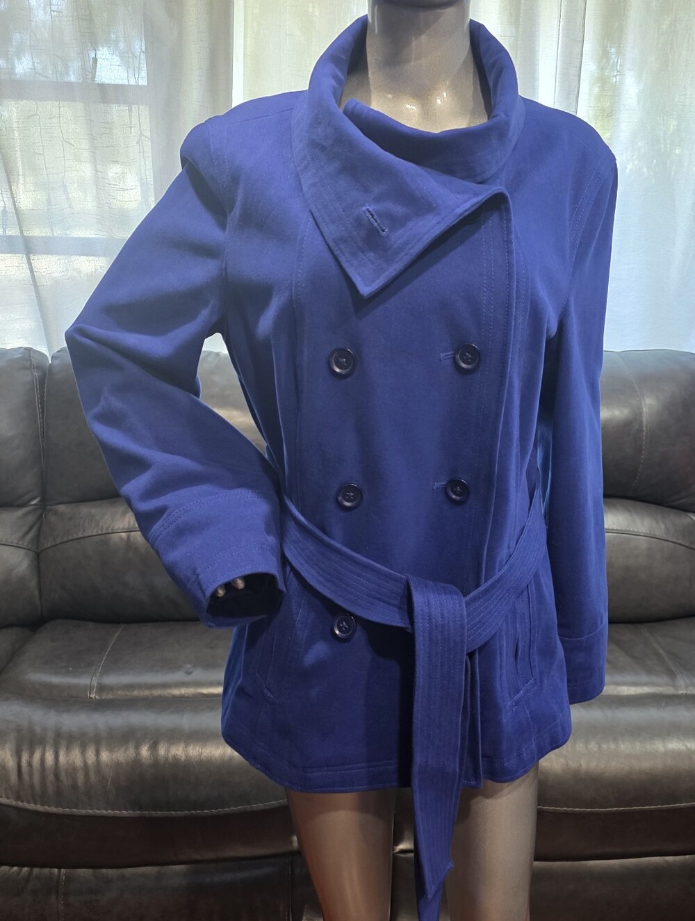 GAP Cobalt Blue Womens XL Cotton Peacoat Mod Retro Nautical Sailorcore Quiet Lux